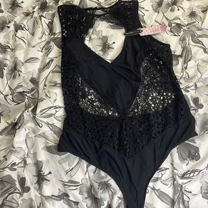 Lovers lane black bodysuit lingerie